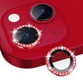 Diamond Camera Lens Protector, Diamond Tempered Glass Camera Cover Screen Protector For Iphone 14 / Iphone 14 Plus In Red