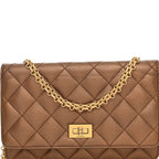 Metallic Calfskin Quilted 2.55 Reissue Wallet On Chain WOC Bronze
