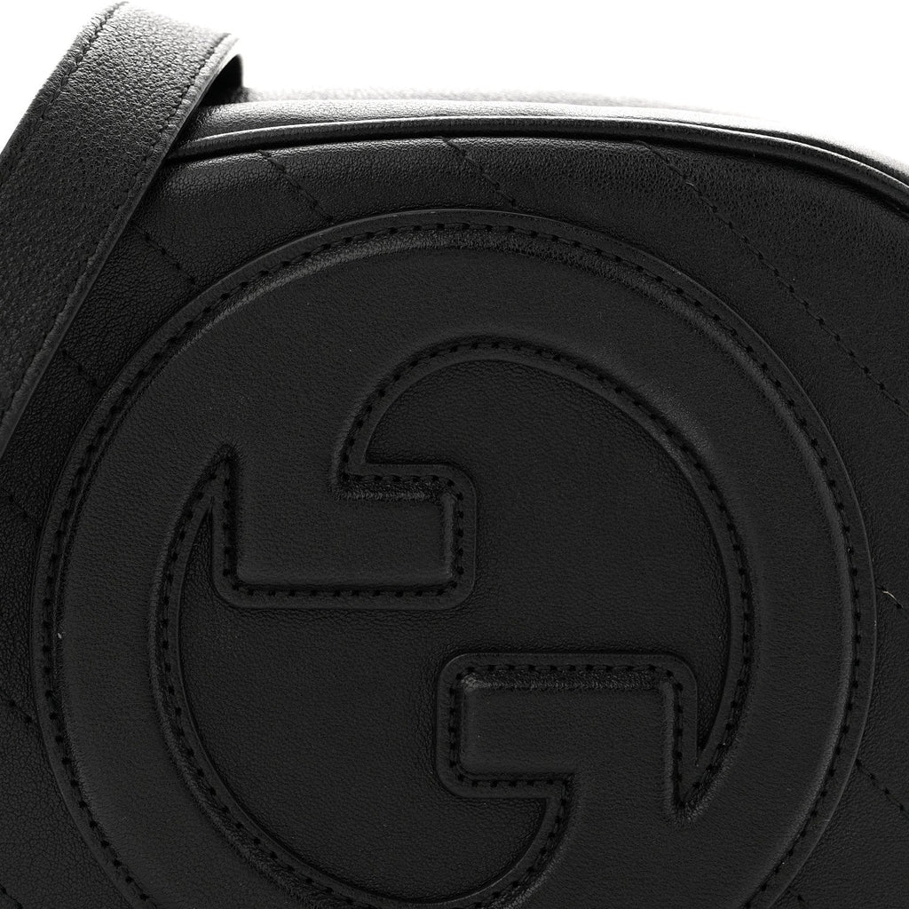 Sakai Be Green Calfskin Diagonal Stitched Mini Blondie Shoulder Bag Black