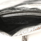 Metallic Crinkled Nappa Pillow Quilted Tiny Softie Bag Silver
