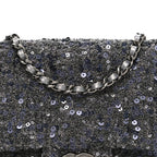 Sequin Quilted Small Single Flap Grey Dark Grey