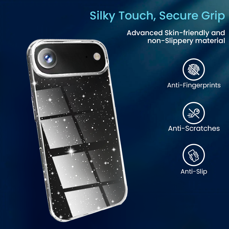 Entronix Bundle Compatible with iPhone 17 Air - [Hard] Glitter Clear Case, 2 Clear Screen Protector & 2 Camera Lens Protectors