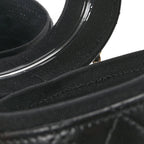 Lambskin Quilted Mini Round Vanity Case With Chain Black
