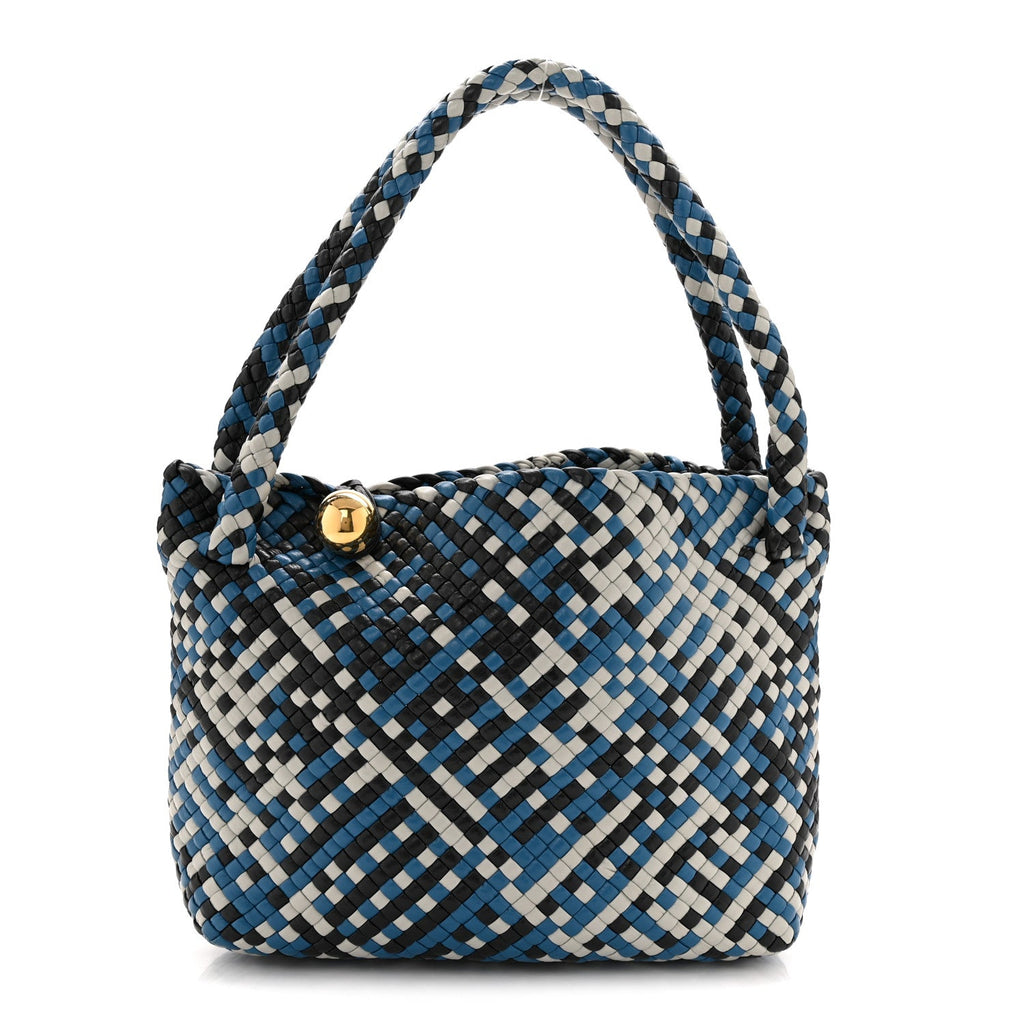 Calfskin Intreccio Tricolor Tosca Shoulder Bag Black Agate Grey Deep Pacific
