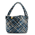 Calfskin Intreccio Tricolor Tosca Shoulder Bag Black Agate Grey Deep Pacific