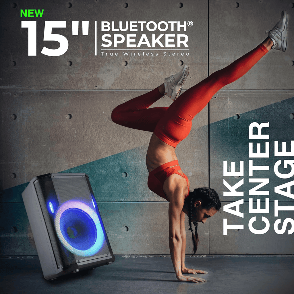 15-Inch Portable BT Speaker with Tiltable Audio Enhancement