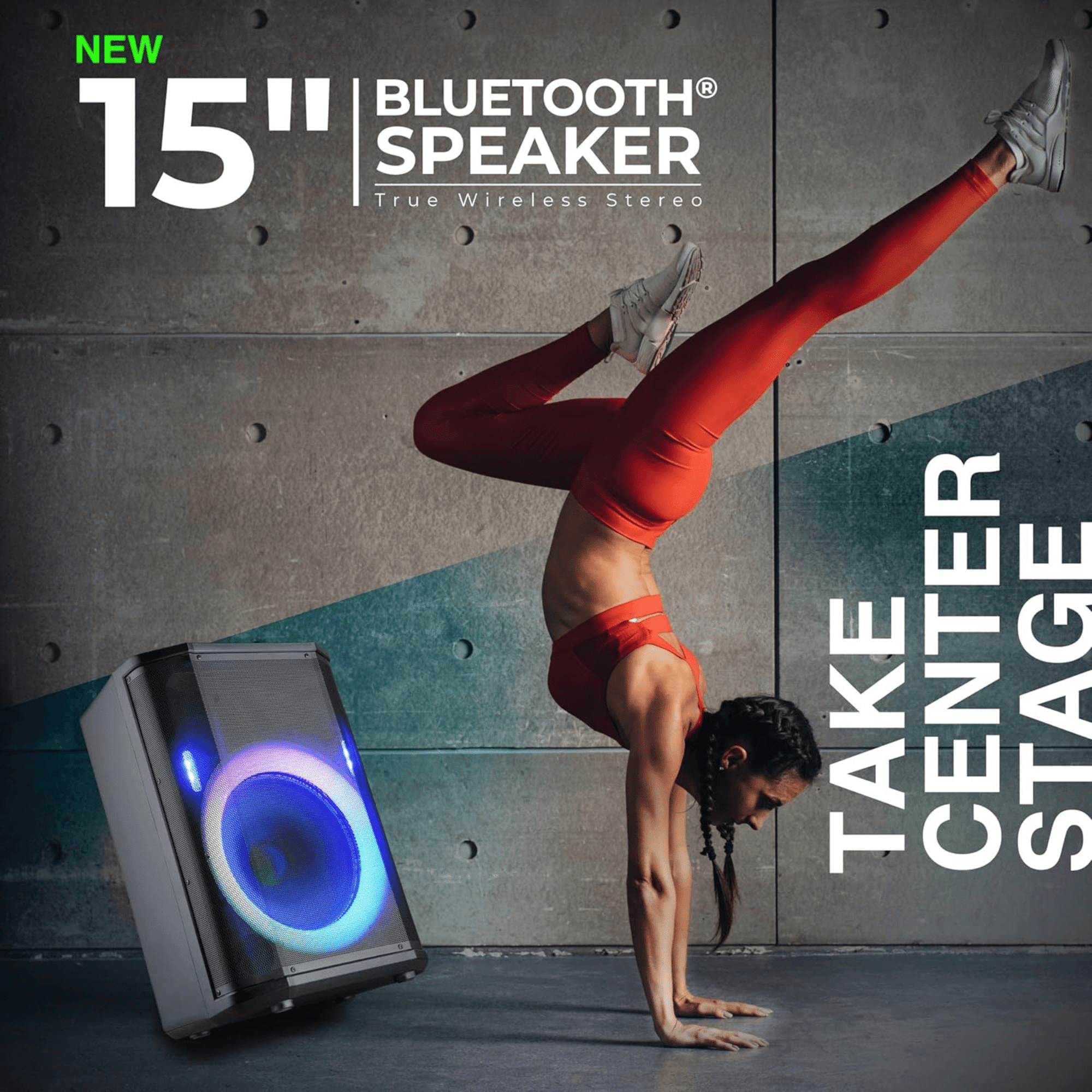 15-Inch Portable BT Speaker with Tiltable Audio Enhancement