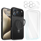 Entronix Bundle Compatible with iPhone 17 Pro Max - [Magnetic] Translucent Matte Gripstand Case, 2 Clear Screen Protectors & 2 Camera Lens Protectors
