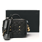 Caviar Quilted Small CC Filigree Vanity Case Black