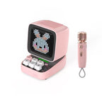 Retro Pixel Art Bluetooth Portable Speaker Alarm Clock DIY LED Display Board; Cute Gift Home Light Decoration with Mic