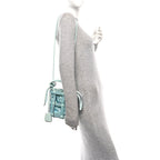 Calfskin Crystal Small Cage Bag Blue