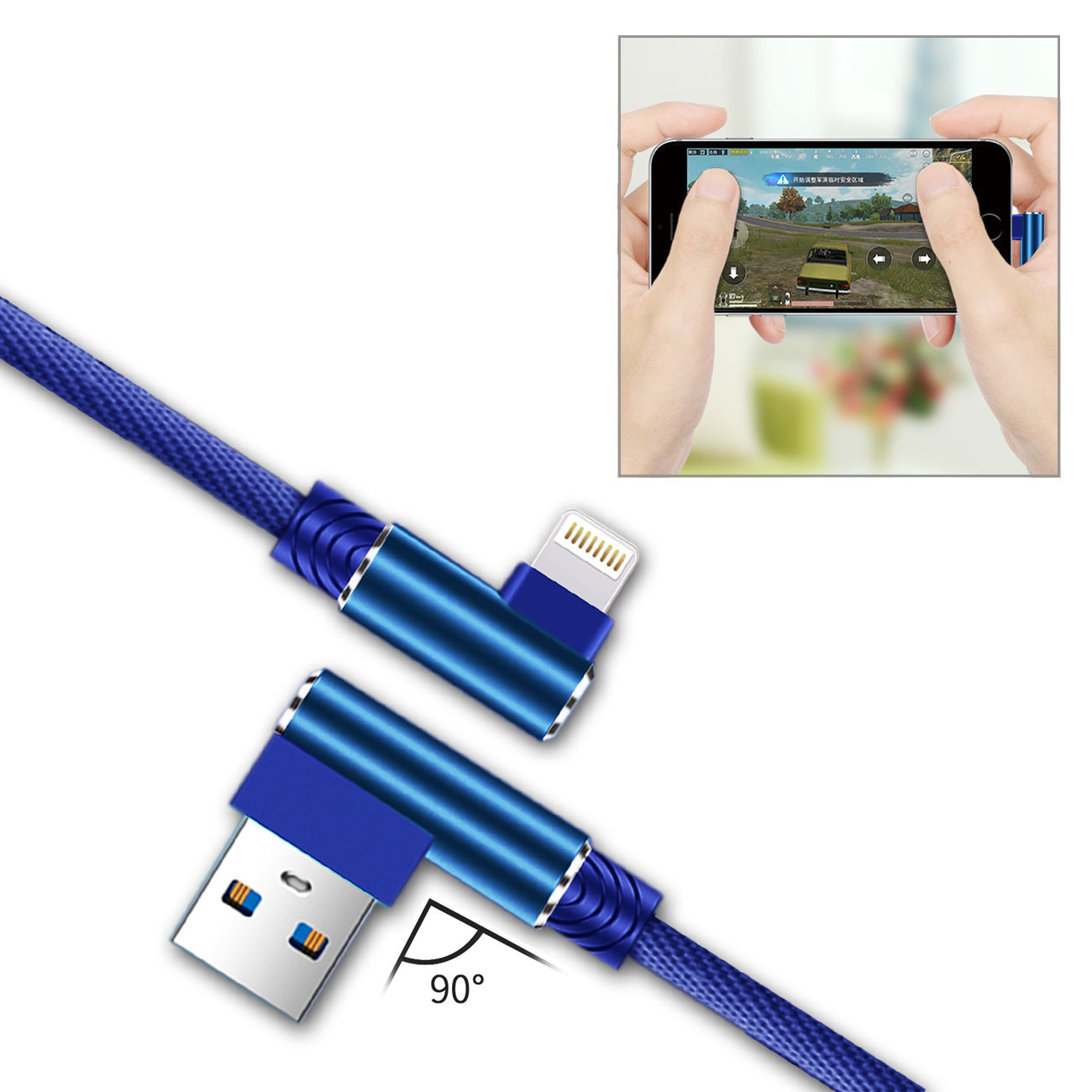 Reiko 3.3Ft Nylon Braided Material 8 Pin Usb 2.0 Data Cable In Blue