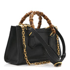 Textured Dollar Calfskin Web Small Diana Shoulder Bag  Black