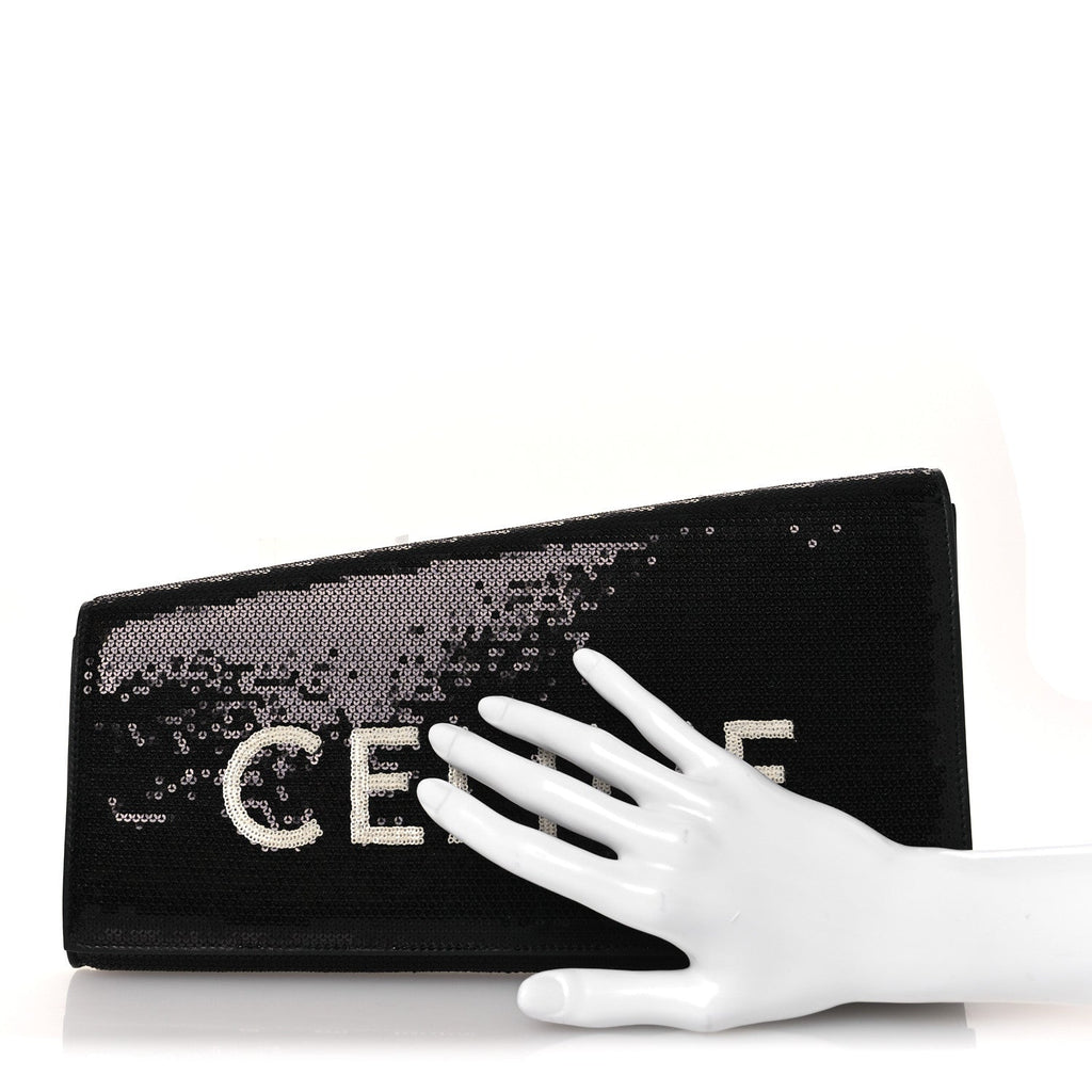 Sequin Asymetric Clutch  Black White