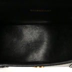 Shiny Box Calfskin Hourglass Top Handle Bag XS Black