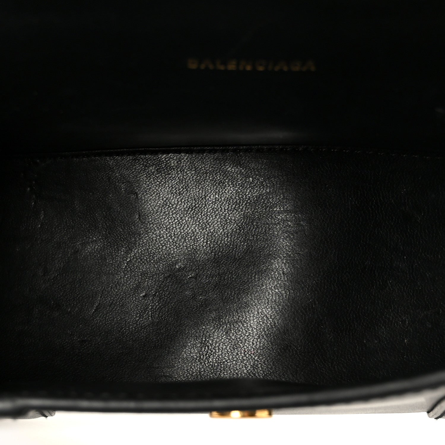 Shiny Box Calfskin Hourglass Top Handle Bag XS Black