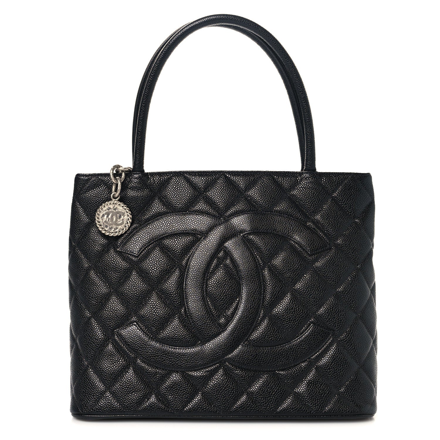 Caviar Quilted Medallion Tote Black
