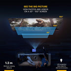Kodak Flik X7 Home Projector, 1080p Support, Portable 4.0 LED Projector with Tripod & Case