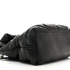 Lambskin Quilted Medium Loulou Puffer Monogram Chain Satchel Black