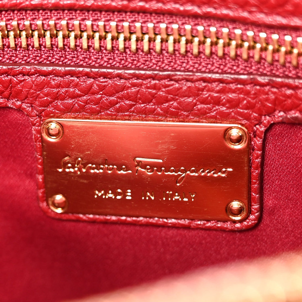 Pebbled Calfskin East West Fiamma Bag Red
