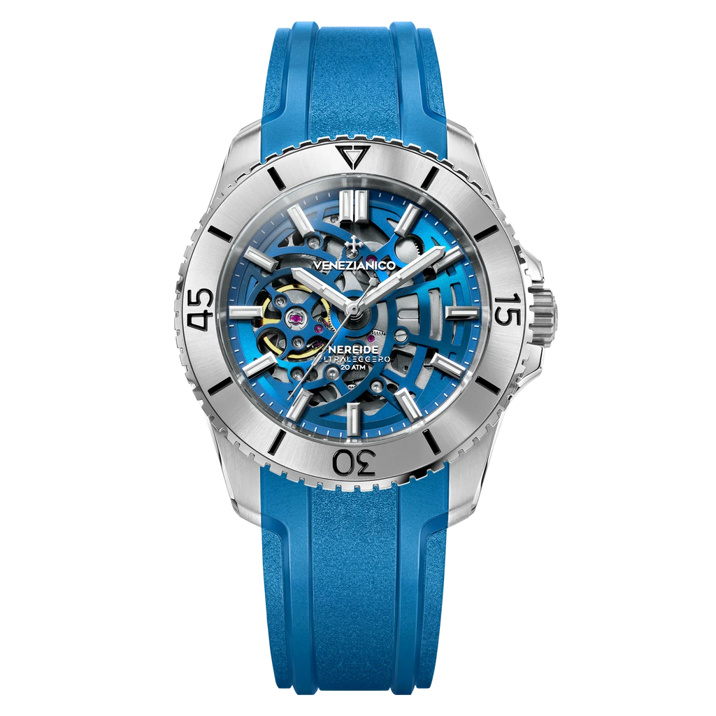 Venezianico Automatic Watch Nereide UltraLeggero 42 Skeleton Aqua