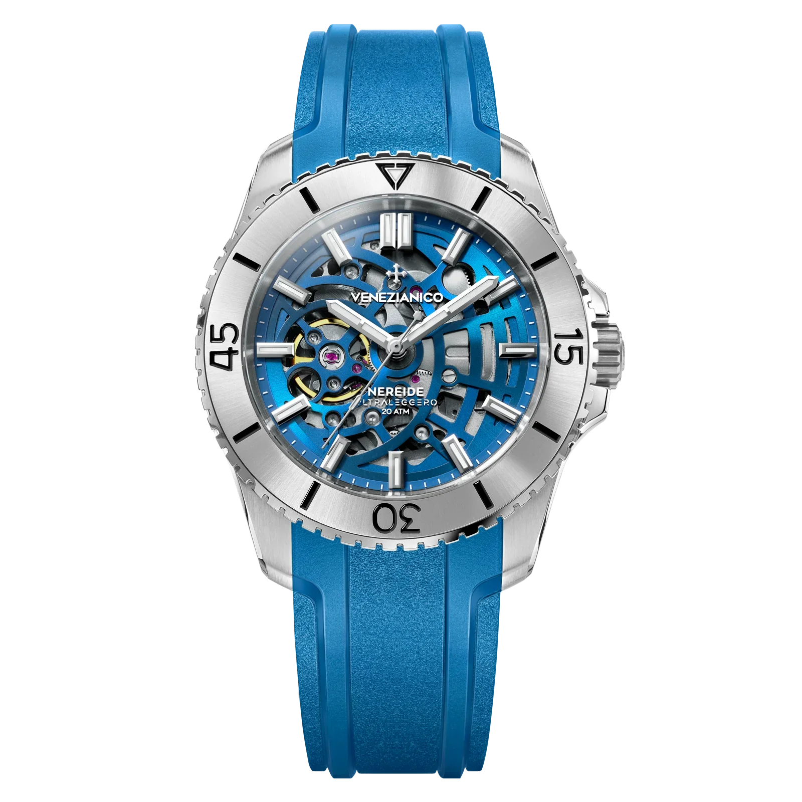 Venezianico Automatic Watch Nereide UltraLeggero 42 Skeleton Aqua