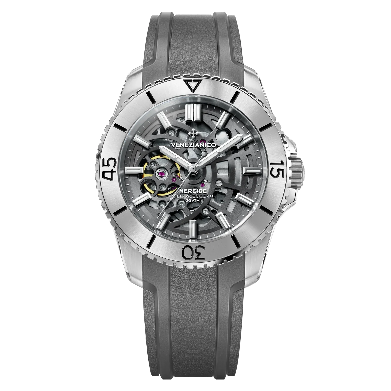 Venezianico Automatic Watch Nereide UltraLeggero 42 Skeleton Grey