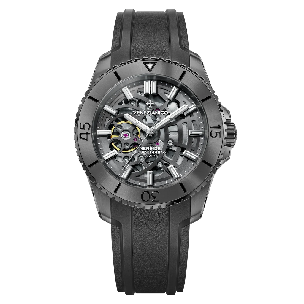 Venezianico Automatic Watch Nereide UltraLeggero 42 Skeleton Black