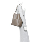 Soft Grained Calfskin Sangle Bucket Bag Taupe