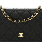 Caviar Quilted Wallet on Chain WOC Black