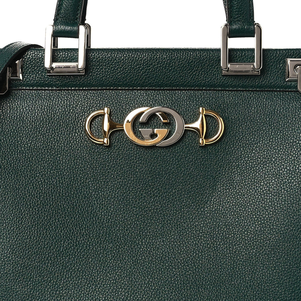 Grainy Calfskin Medium Zumi Top Handle Bag Vintage Green