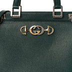 Grainy Calfskin Medium Zumi Top Handle Bag Vintage Green