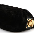 Faux Fur Clutch Black