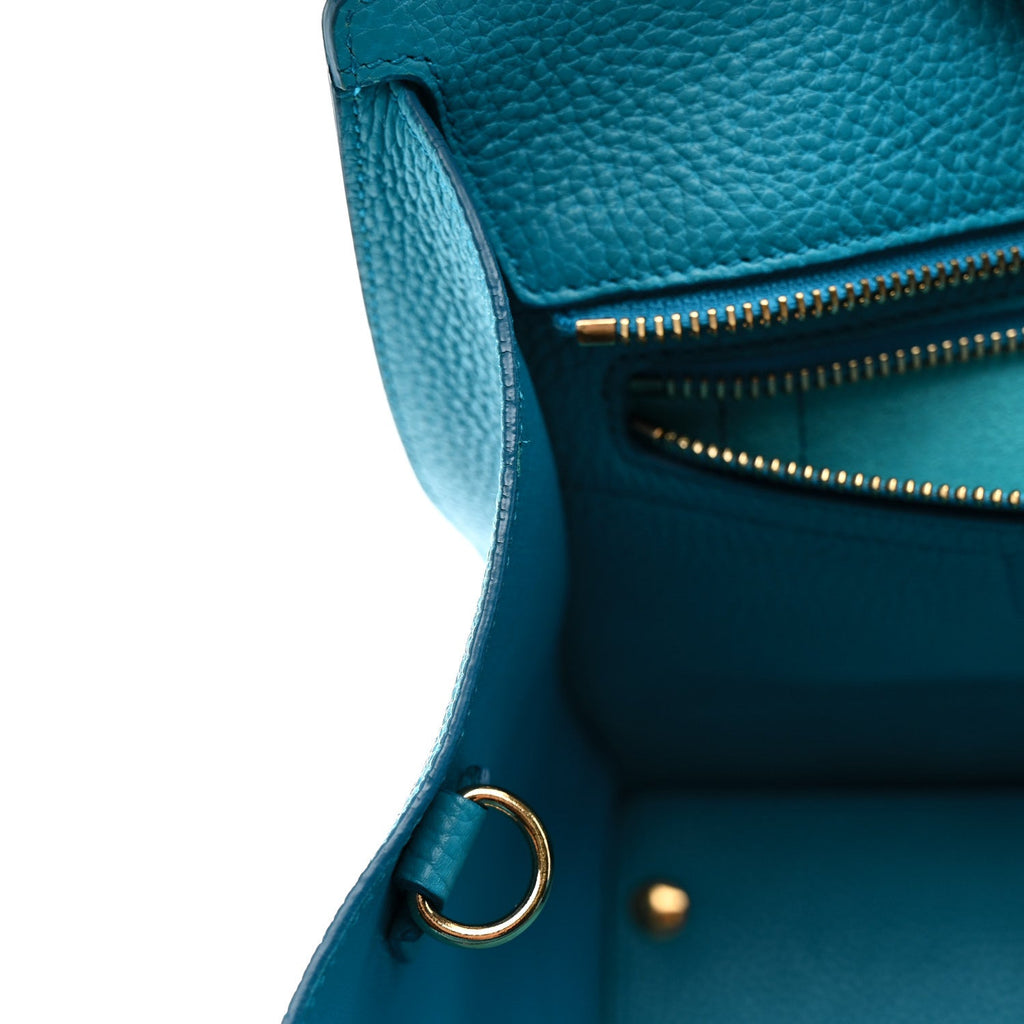 Hammered Calfskin Double Handle Small Amy Tote Turquoise