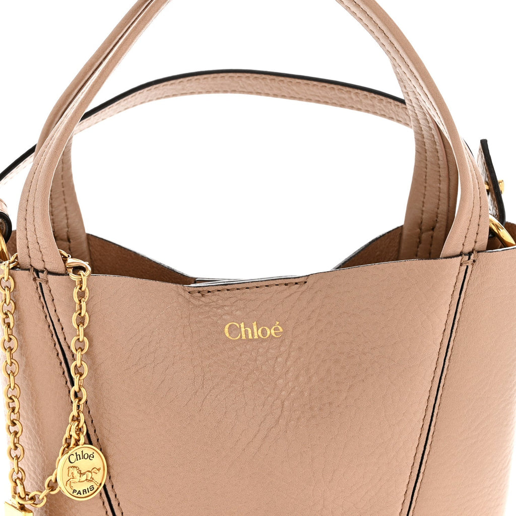 Grained Calfskin Small Spin Tote Woodrose