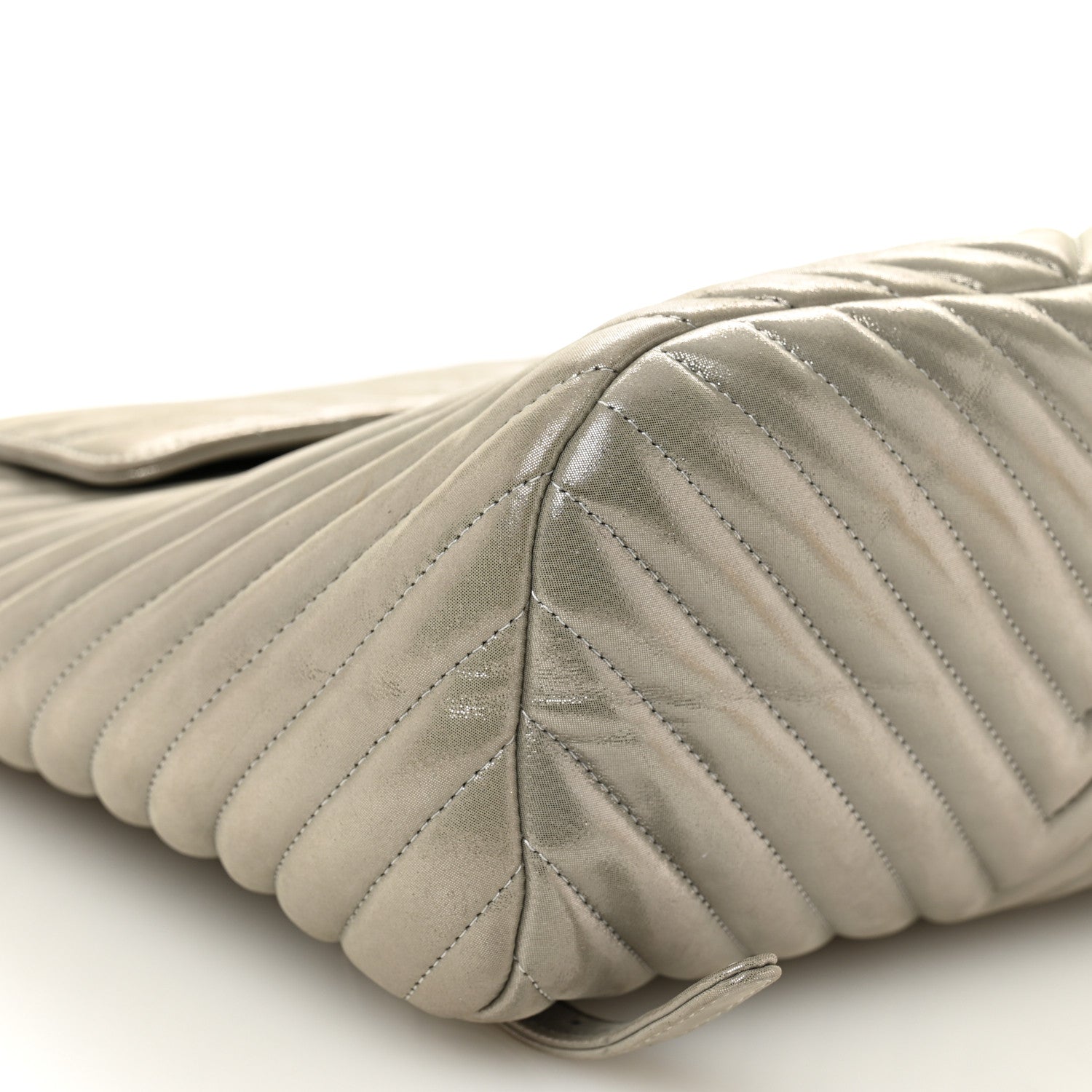 Iridescent Calfskin Chevron Quilted Small Urban Spirit Backpack Silver