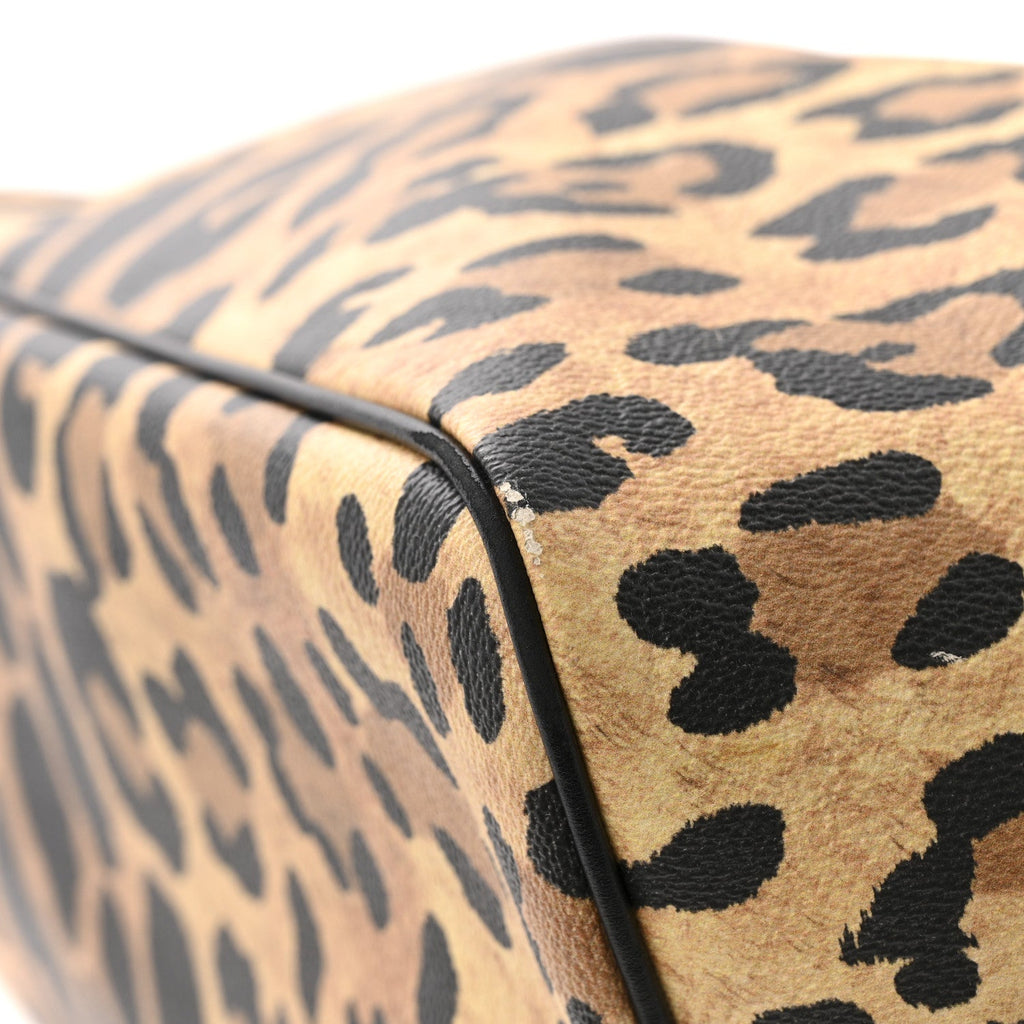Textured Coated Canvas Leopard Print Large Antigona Tote