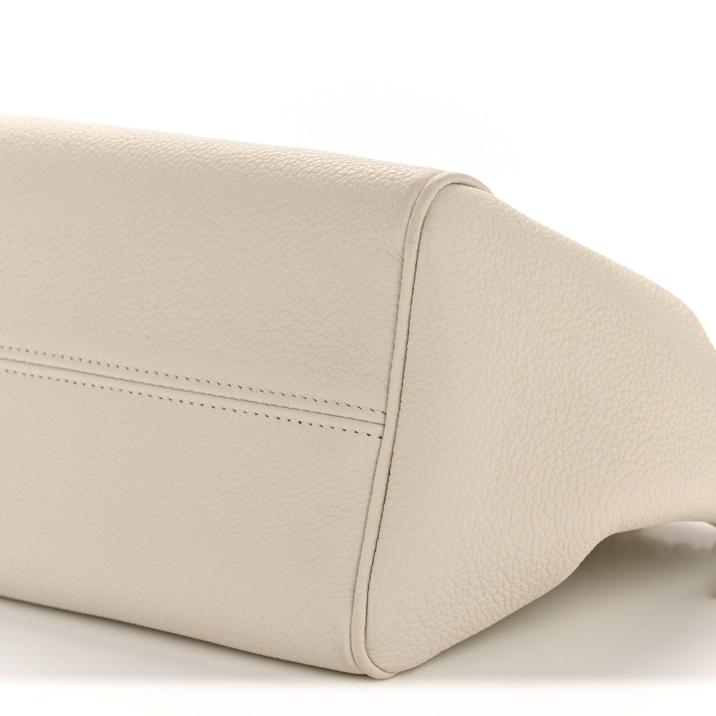 Calfskin Cuir Small Triomphe Cabas Drawstring White