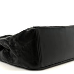 Glazed Calfskin Quilted Large Gold Bar Top Handle Flap Black