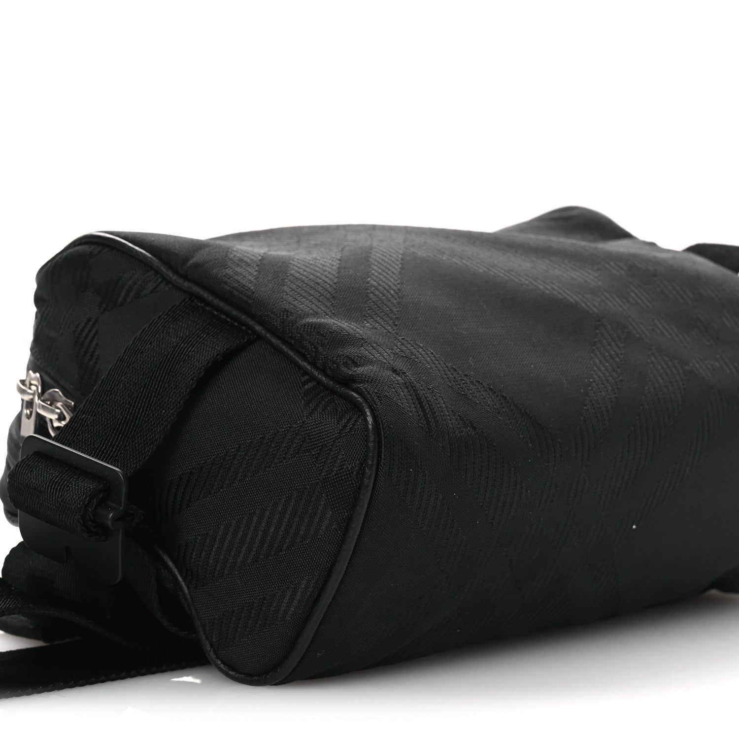 Nylon Jacquard Check Belt Bag Black