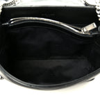Calfskin Y Quilted Monogram Medium Loulou Chain Satchel Black