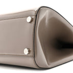 Regent Calfskin Large Lady Lock Flap Top Handle Bag Grey