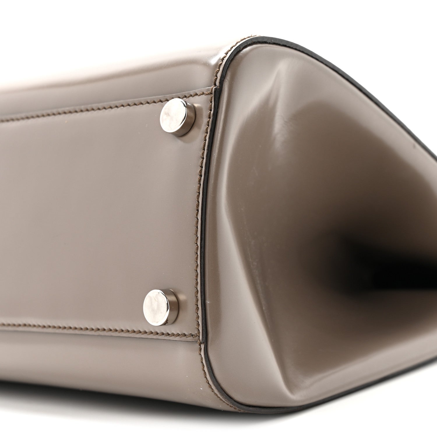 Regent Calfskin Large Lady Lock Flap Top Handle Bag Grey