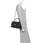 Caviar Quilted Small Coco Handle Flap Black