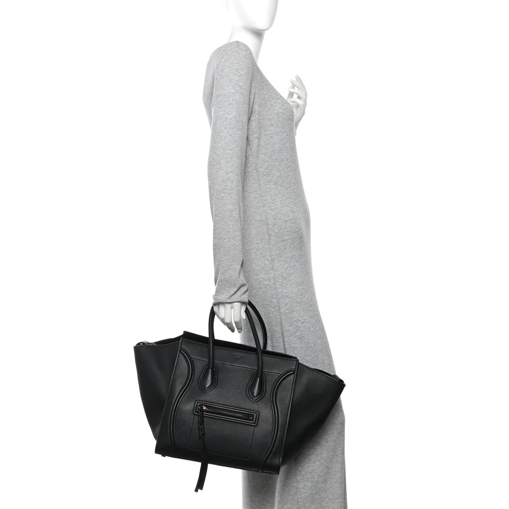 Supple Calfskin Medium Phantom Luggage Black