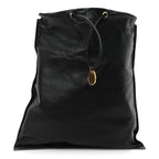 Calfskin Flat Drawstring Tote Black