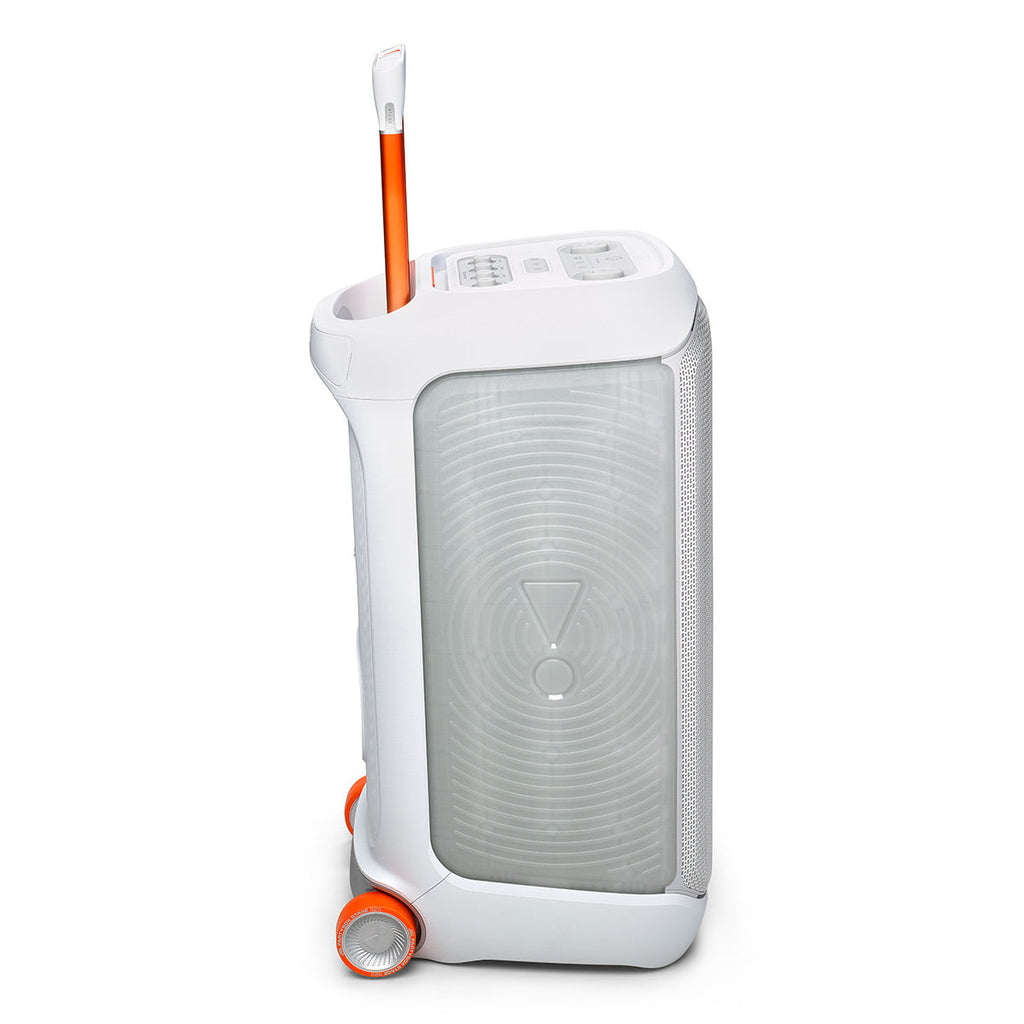 JBL PartyBox Stage 320 Portable Party Speaker Bundle with Wireless Microphone System (White)