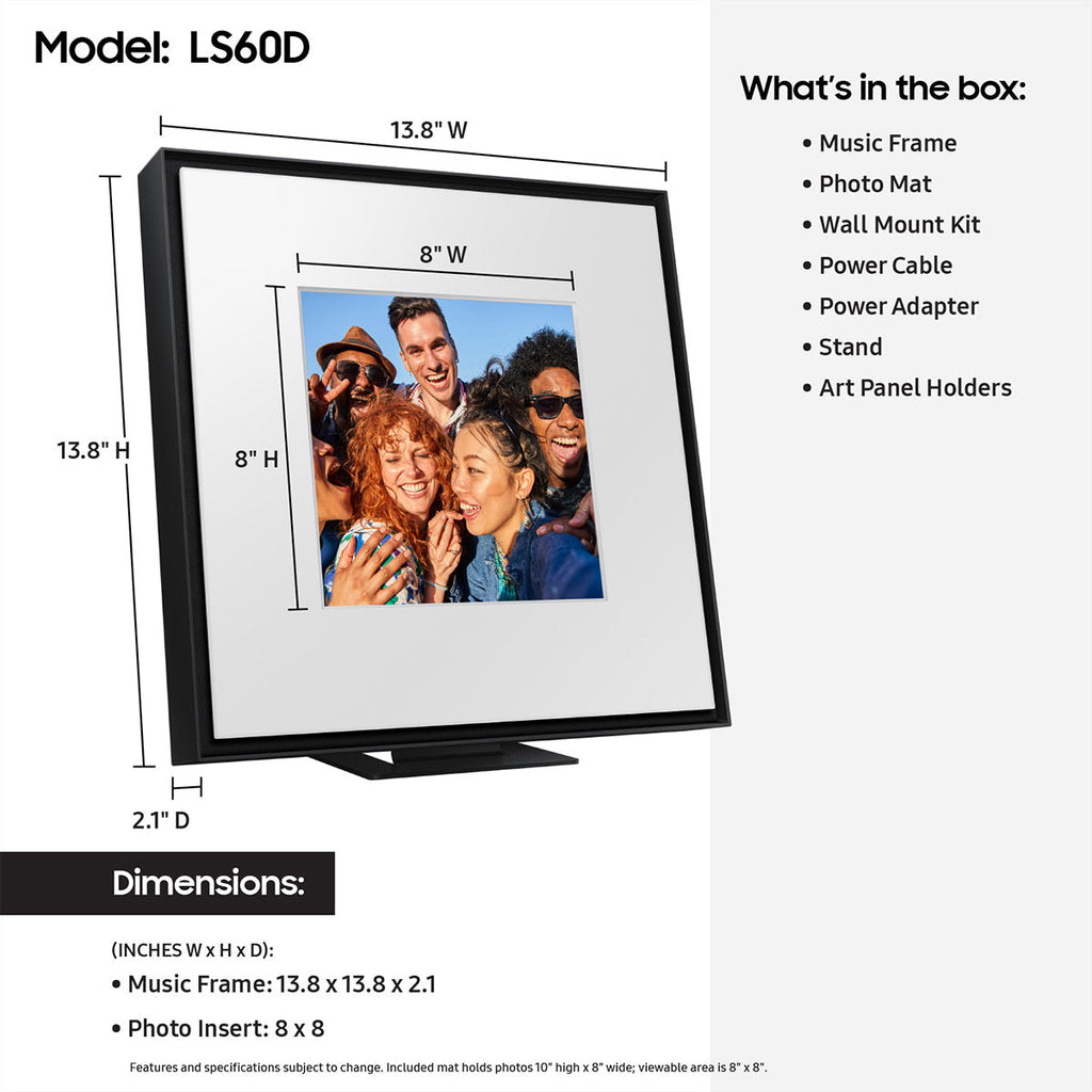 Samsung HW-LS60D Music Frame Bluetooth Speaker with Wall Mount
