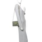 Grain De Poudre Matelasse Chevron Monogram Chain Wallet Light Sage