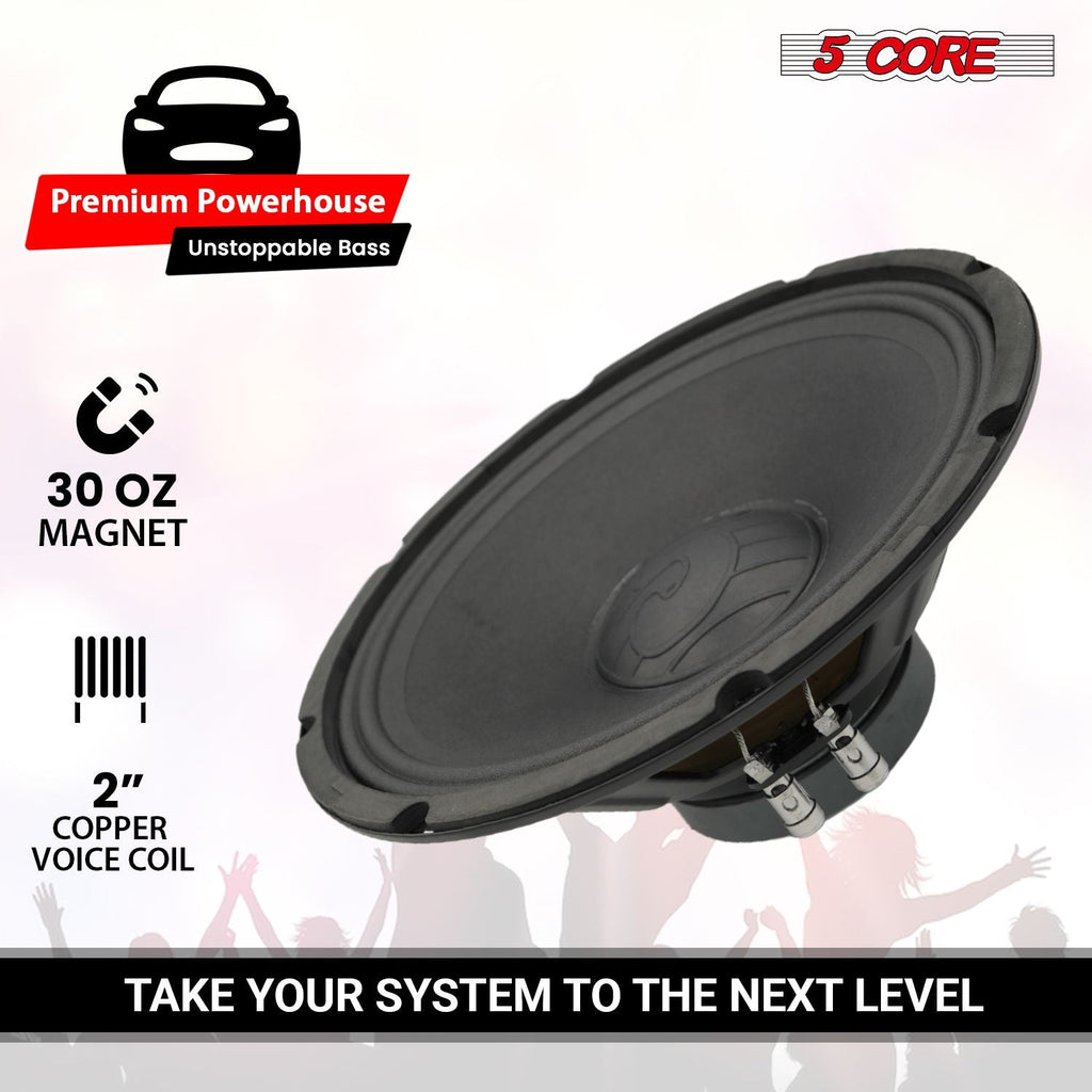 12 Inch Car Audio Speaker Pair 200W 4 Ohm Loud Clear Sound Replacement Component Driver - 2Pcs